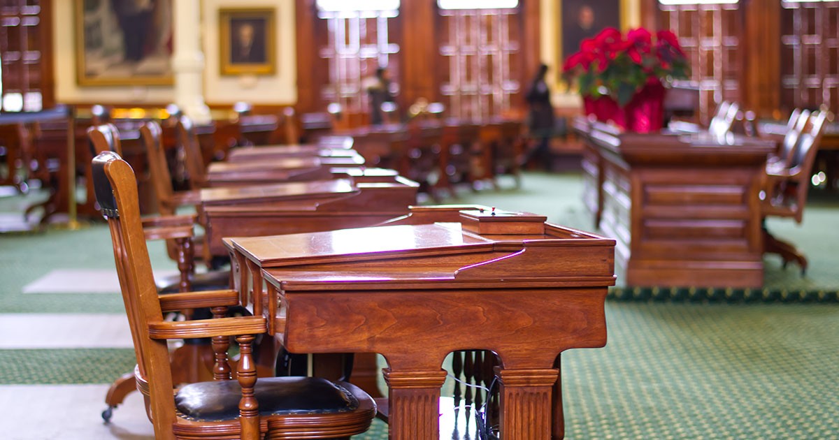 A beautiful wood desk of the Texas State Capitol. Adobe Stock - JuanCarlos