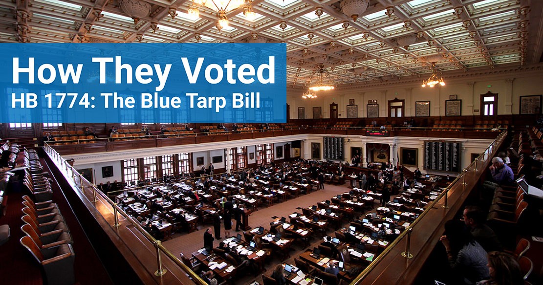 Graphic about the blue tarp bill passed in 2017 